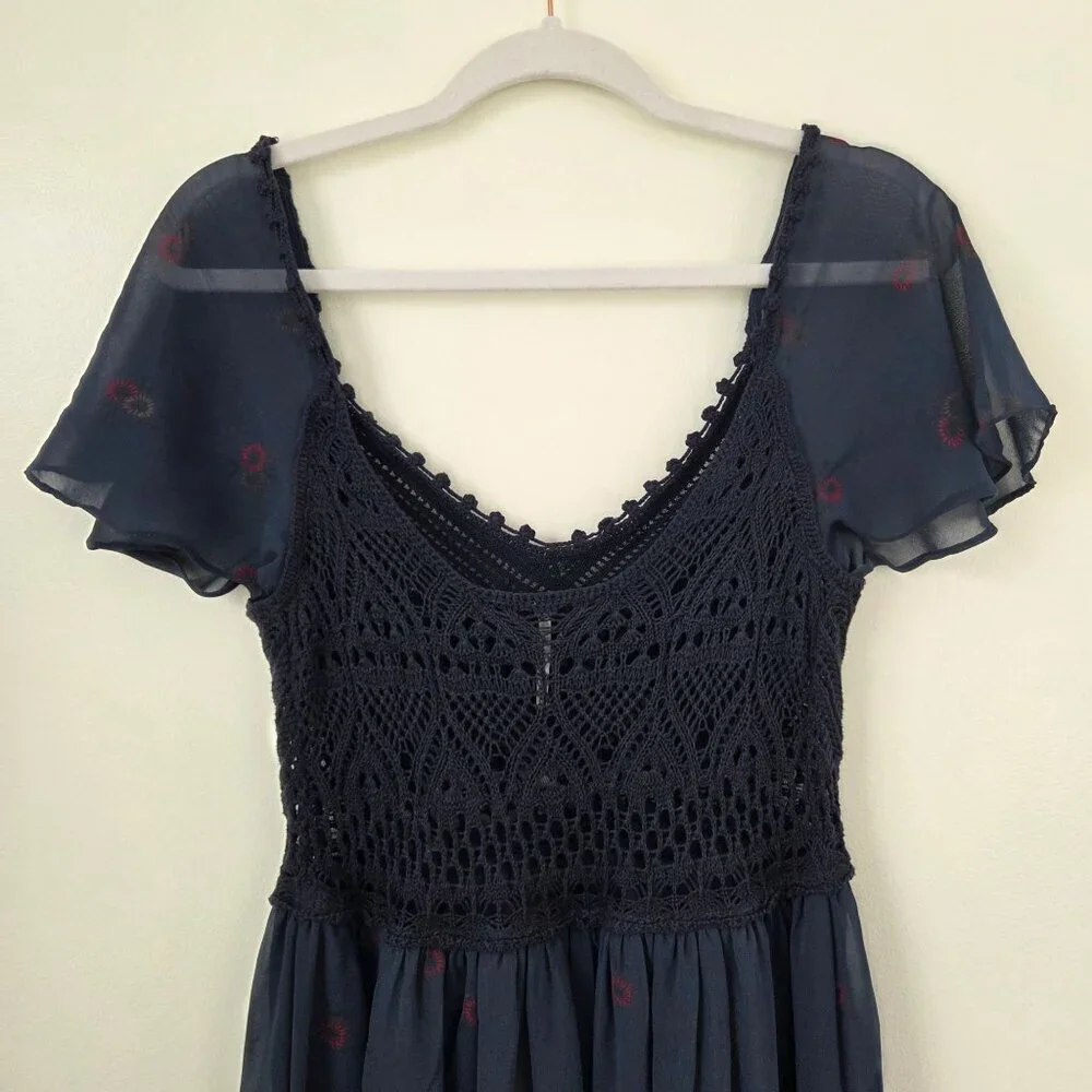 Free People Wildflowers Crochet Bodice Dress Med
